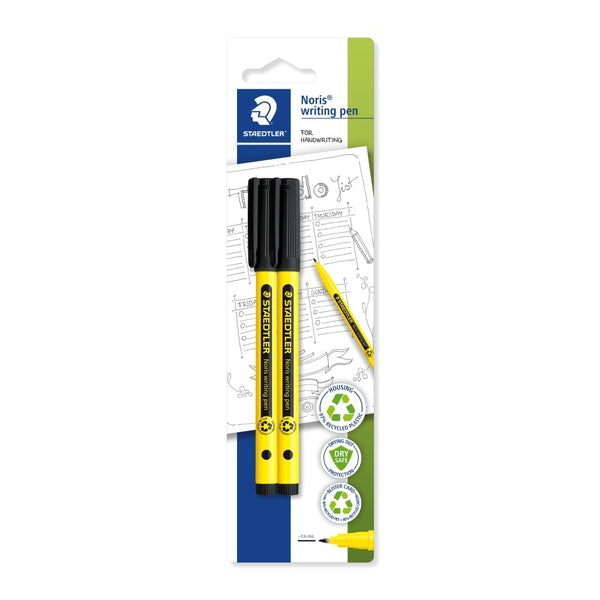 Staedtler Noris Black Handwriting Pen - Pack of 2, 0.6 mm, Dry-Safe