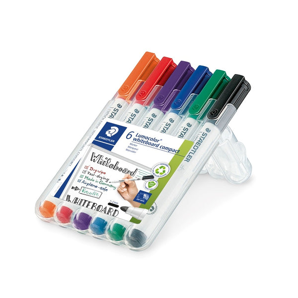 Staedtler Lumocolor Compact Whiteboard Markers Pack of 6 | Assorted Colours