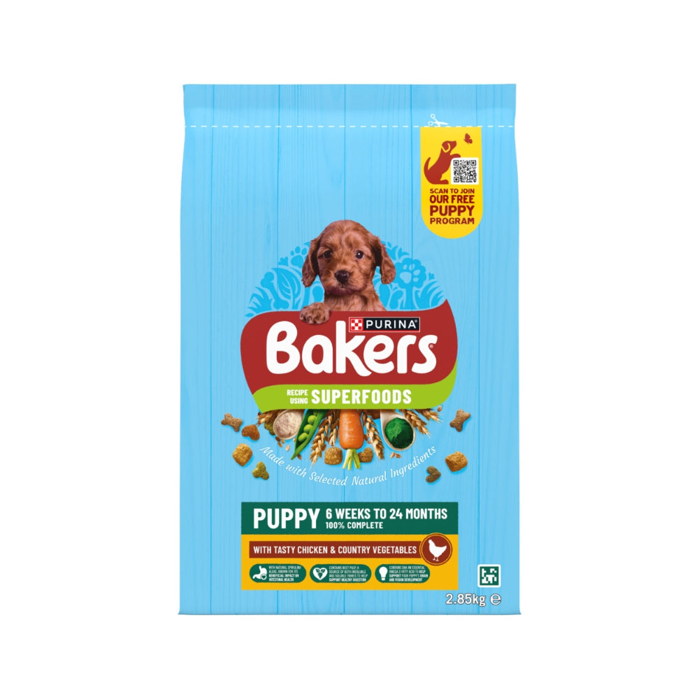 Bakers Chicken and Veg Puppy Dry Dog Food | 2.85kg, with DHA