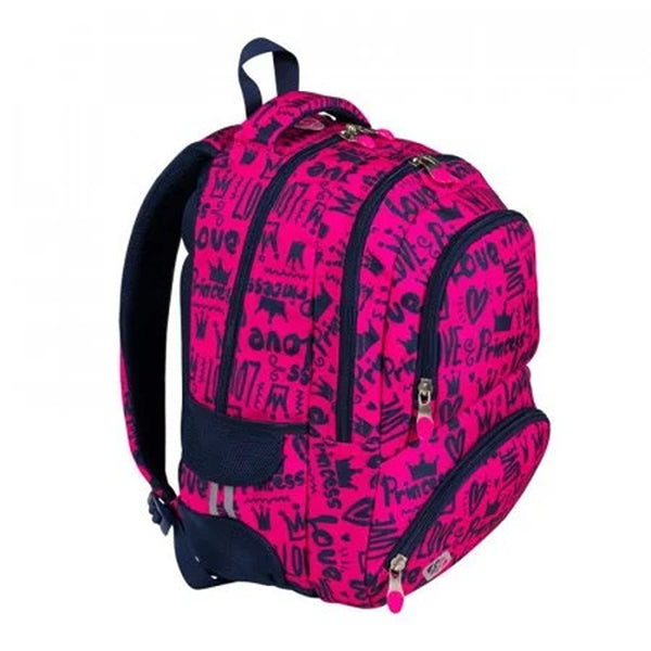 St. Right Vibrant Pink Backpack 17" Love | Multiple Compartments and Padded Shoulder Straps
