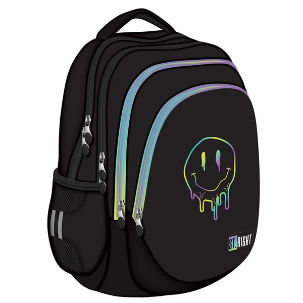 St. Right 17" Smiley Face Backpack | High-Quality, Robust Materials, Multiple Compartments