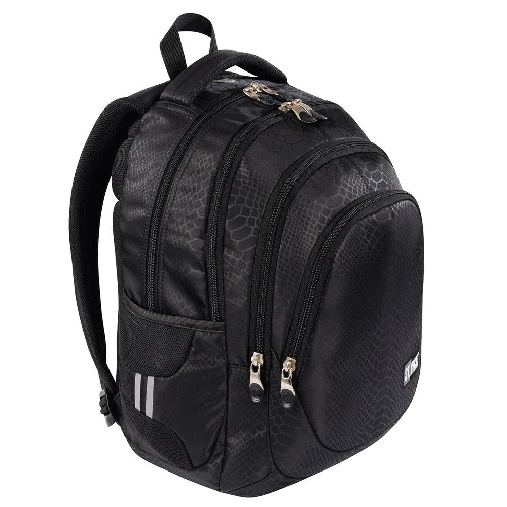 St. Right 17" Black Snakeskin Backpack | Durable Material, Multiple Compartments