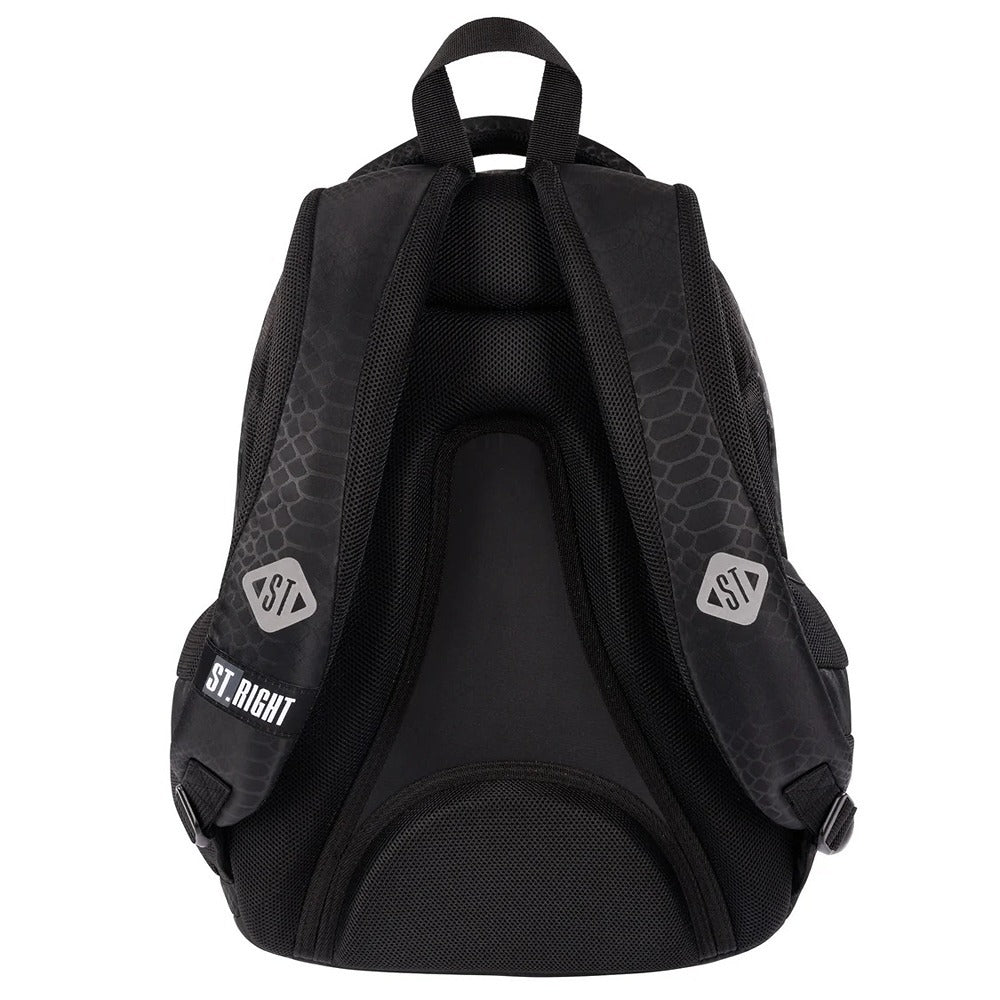 St. Right 17" Black Snakeskin Backpack | Durable Material, Multiple Compartments