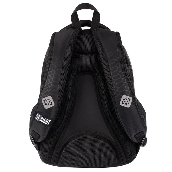 St. Right 17" Black Snakeskin Backpack | Durable Material, Multiple Compartments