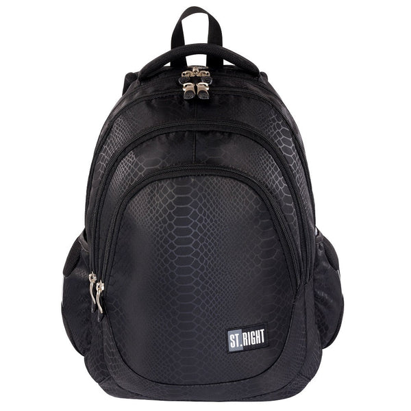 St. Right 17" Black Snakeskin Backpack | Durable Material, Multiple Compartments