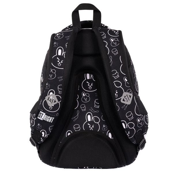 St. Right 17" Clever Bunny Backpack | Black and White, Multiple Compartments
