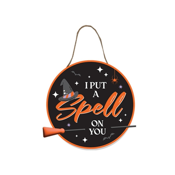 Fang-Tastic Hanging Witch Plaque with Broomstick