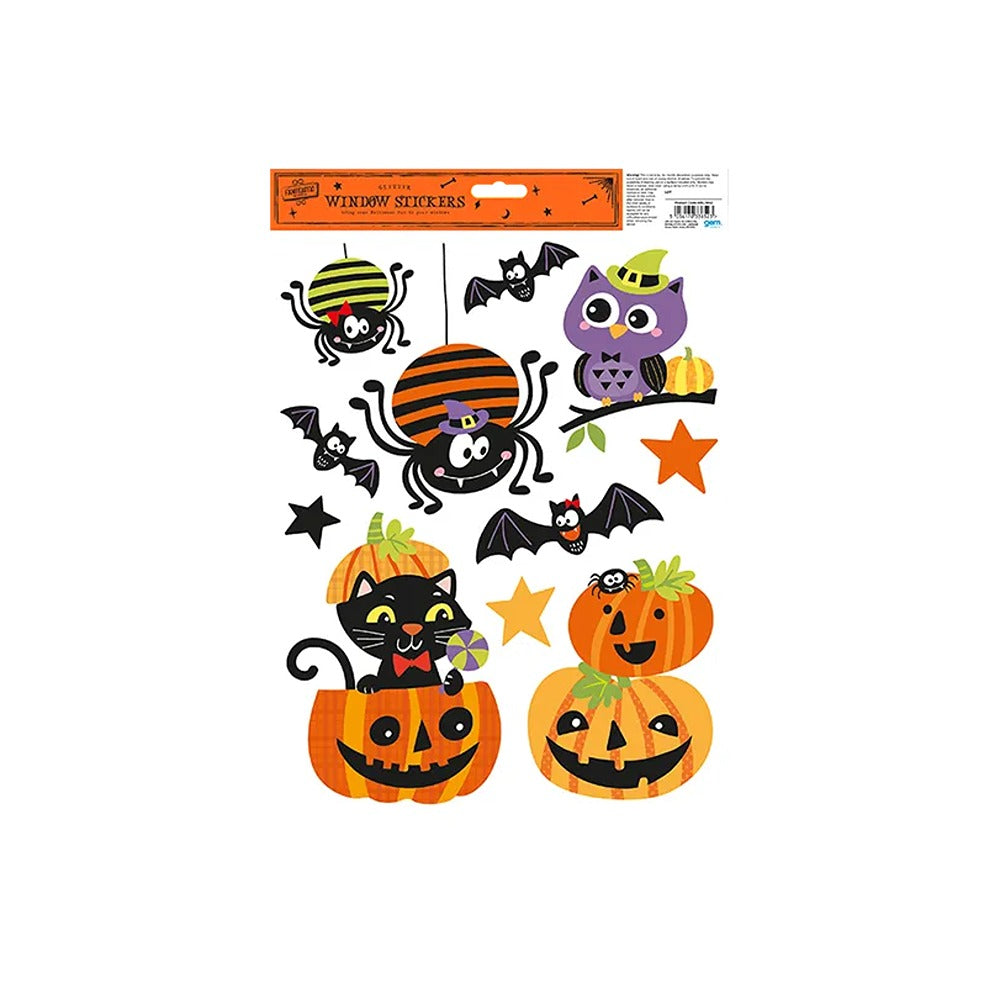 Halloween Glitter Window Stickers - Assorted Character Designs