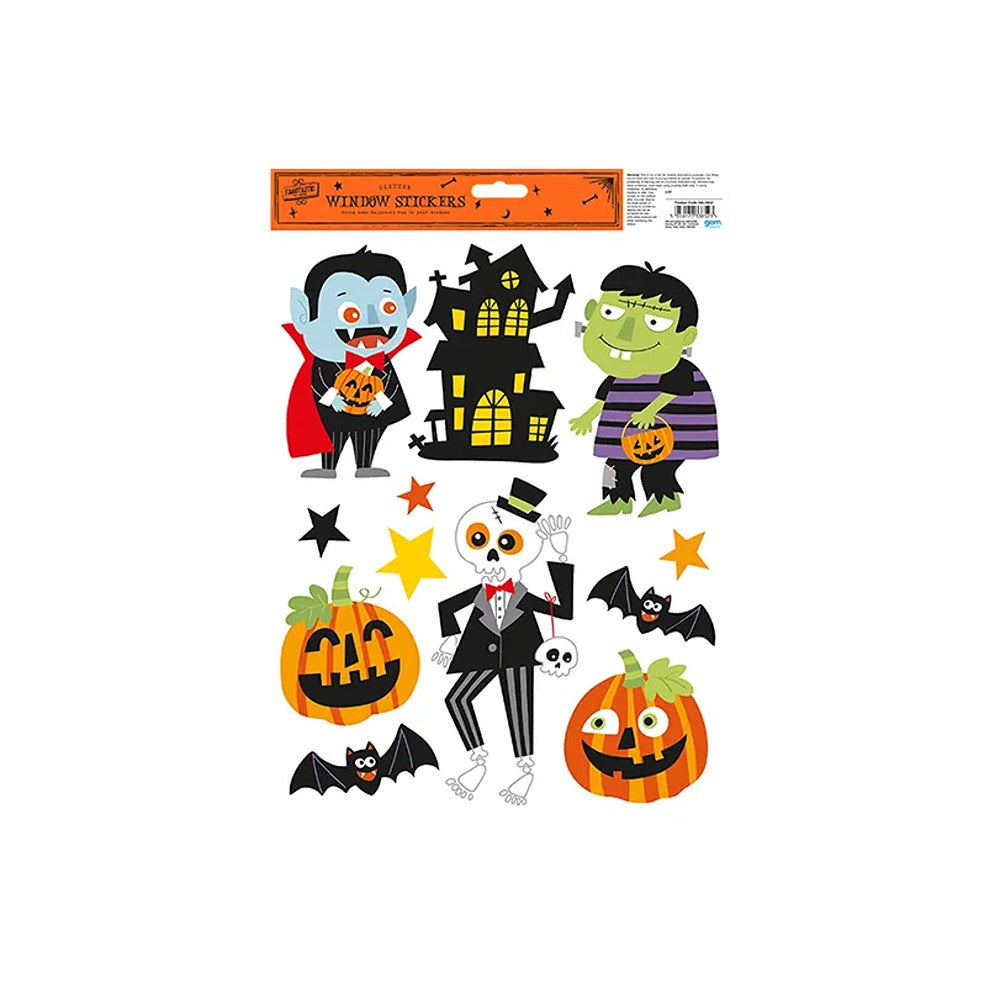 Halloween Glitter Window Stickers - Assorted Character Designs