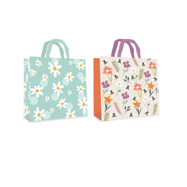Tallon Daisy/Bee Large Square Gift Bag | Reinforced Panels, Carry Handles