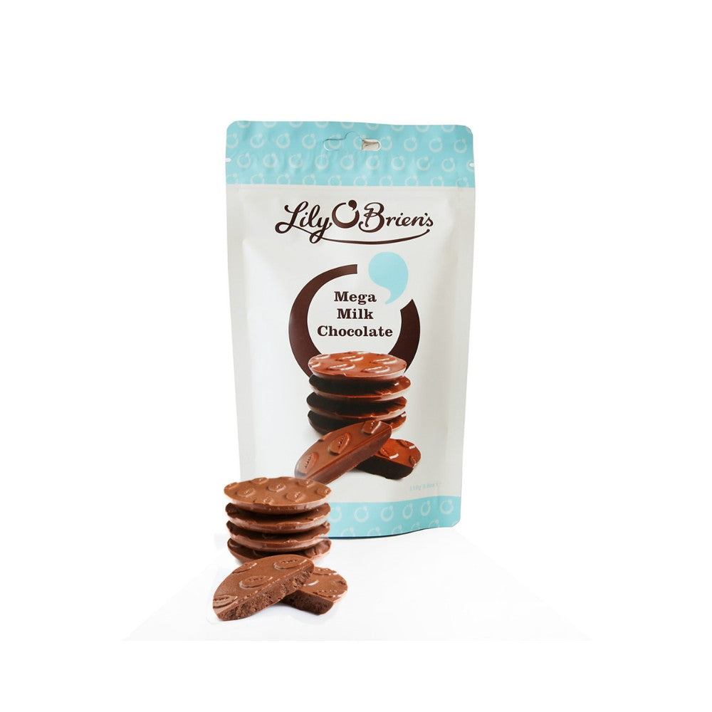 Lily O'Briens Mega Milk Chocolate Discs | 40% Cocoa, 110g, Resealable Pouch