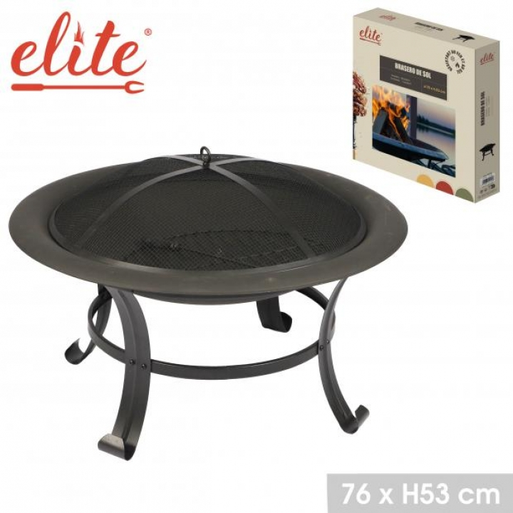 Elite Modern Outdoor Fire Pit with Lid & Poker | 76 x 53cm