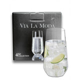 Via La Moda Hi Ball Glasses 480ml | Set of 4 Clear Glasses