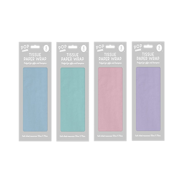 Pastel Tissue Paper Gift Wrap | Assorted Colours, 50 x 70cm Sheets