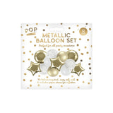 Metallic Assorted Party Balloon Set | Pack of 12, Assorted Colours and Designs