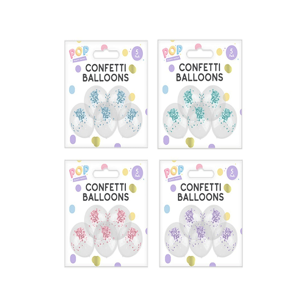 Pastel Confetti Party Balloons | Assorted Colours, Pack of 5