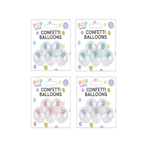 Pastel Confetti Party Balloons | Assorted Colours, Pack of 5