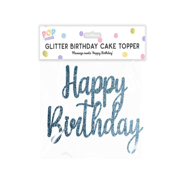 Pastel Glitter Happy Birthday Cake Topper - 25cm