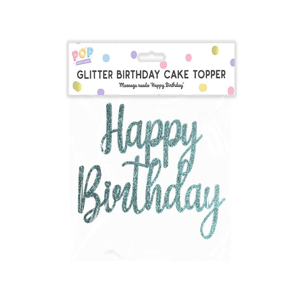 Pastel Glitter Happy Birthday Cake Topper - 25cm