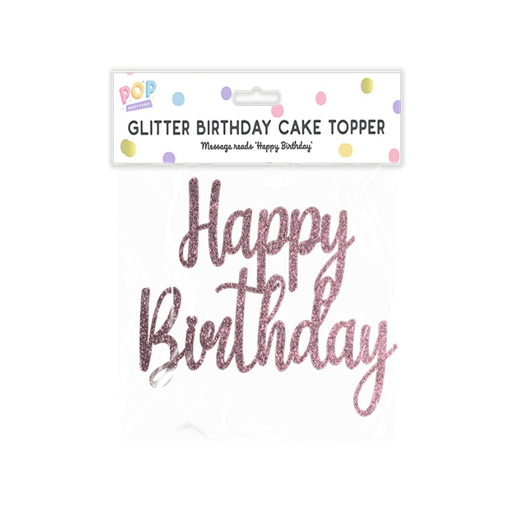 Pastel Glitter Happy Birthday Cake Topper - 25cm