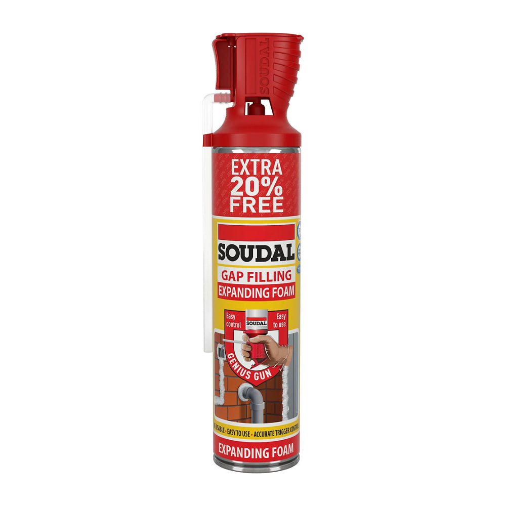 Soudal Gap Filling Expanding Foam | 500ml, Genius Gun, 20% Extra