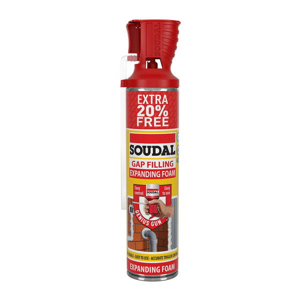 Soudal Gap Filling Expanding Foam | 500ml, Genius Gun, 20% Extra
