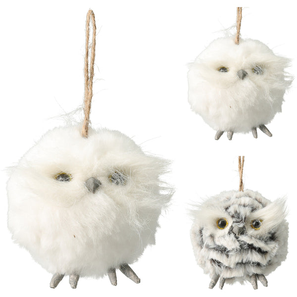 Christmas Fluffy Owl Hanging Tree Ornament | 9cm, Assorted Colours
