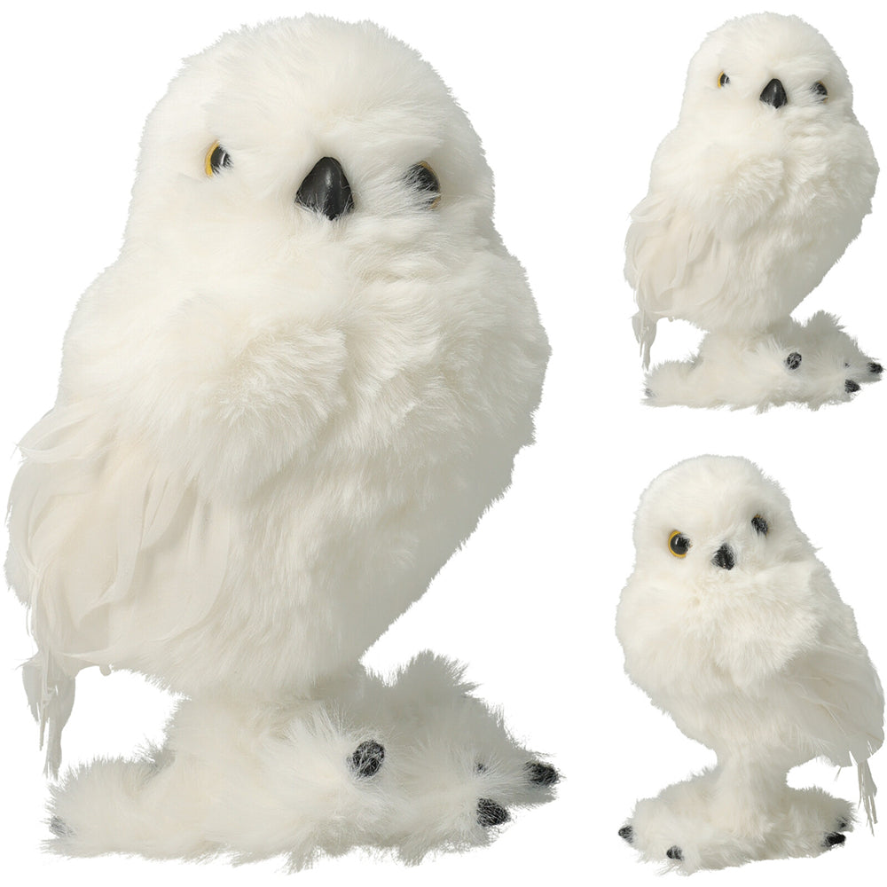 Christmas Standing Snowy Owl Ornament | White, 18 cm, Assorted Designs