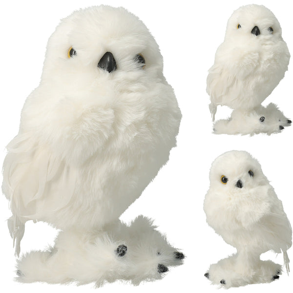 Christmas Standing Snowy Owl Ornament | White, 18 cm, Assorted Designs