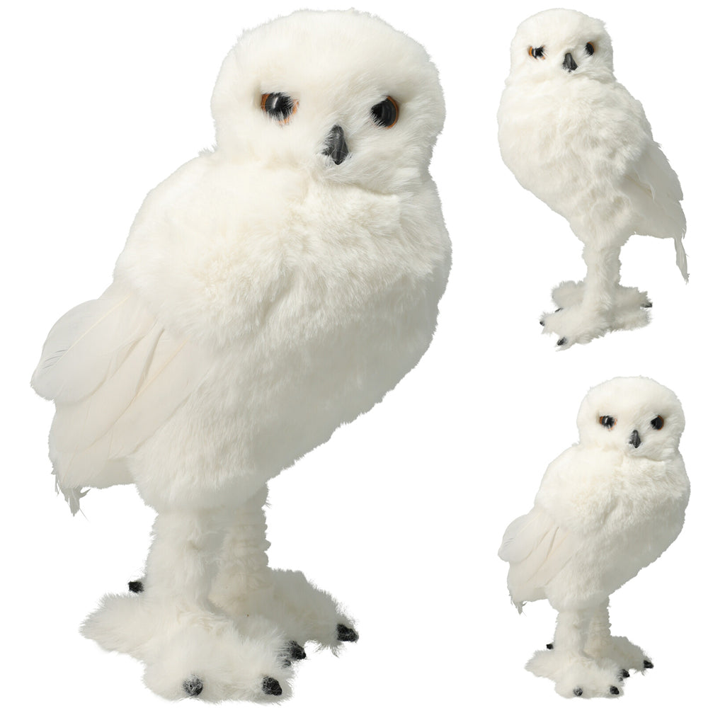 Christmas White Standing Owl Ornament | 31cm, Assorted Designs