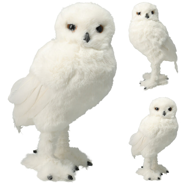 Christmas White Standing Owl Ornament | 31cm, Assorted Designs