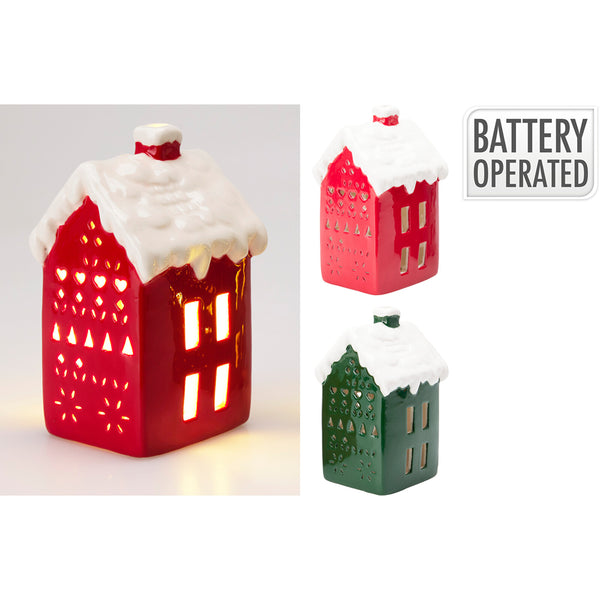 Christmas LED House Light | Battery Operated, Warm Glow, 13cm, Assorted Colours