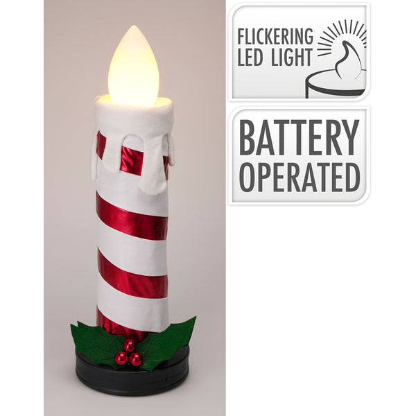 Christmas Collapsible LED Candle | 60cm, White, Battery Operated, Flickering LED