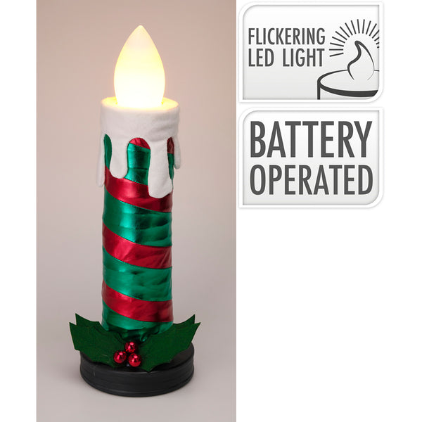 Christmas Collapsible Flickering LED Candle | 60 cm, Green, Battery Operated