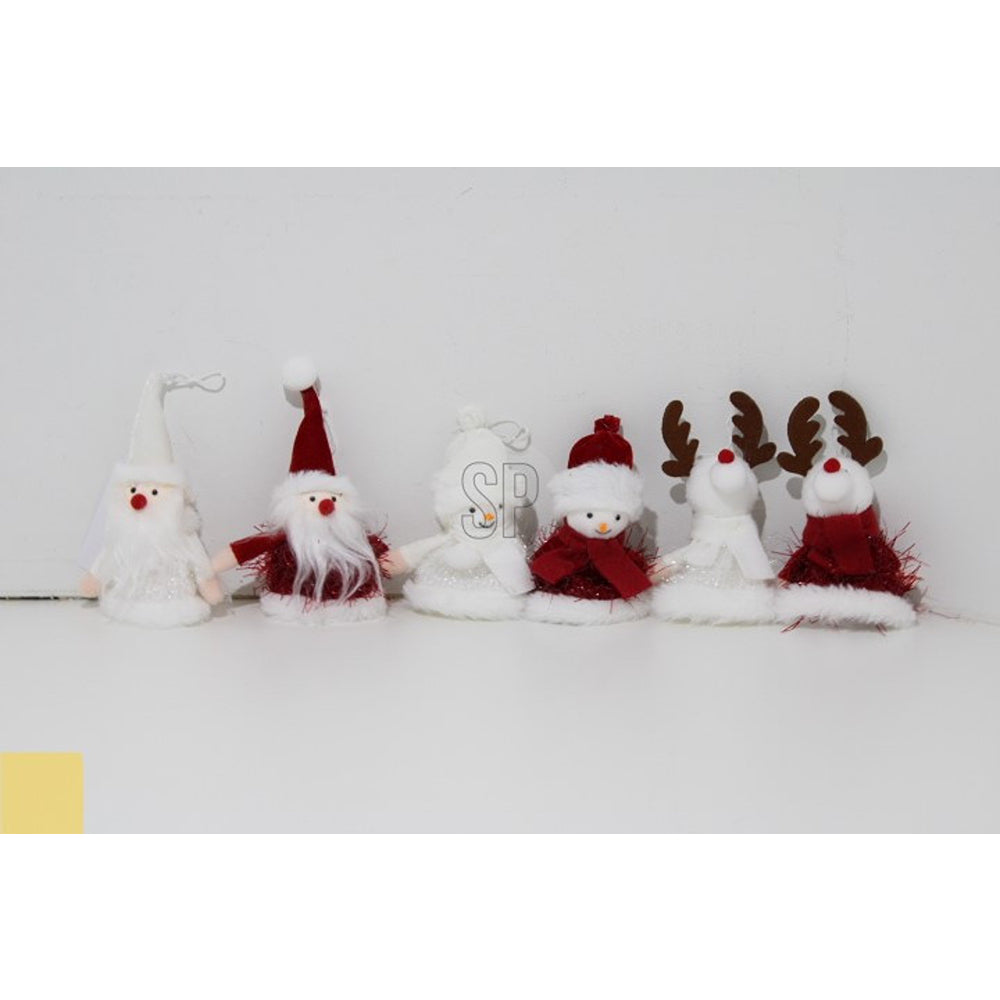 Christmas Santa, Snowman and Reindeer Ornaments | 14cm, Plush, Hanging Loop