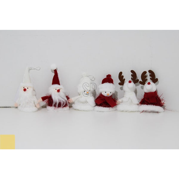 Christmas Santa, Snowman and Reindeer Ornaments | 14cm, Plush, Hanging Loop
