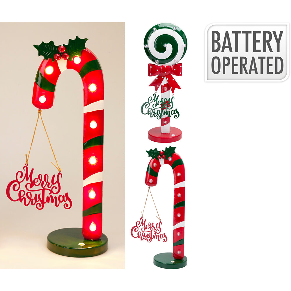 Christmas LED Candy Cane Decoration | Battery Operated, 47 cm