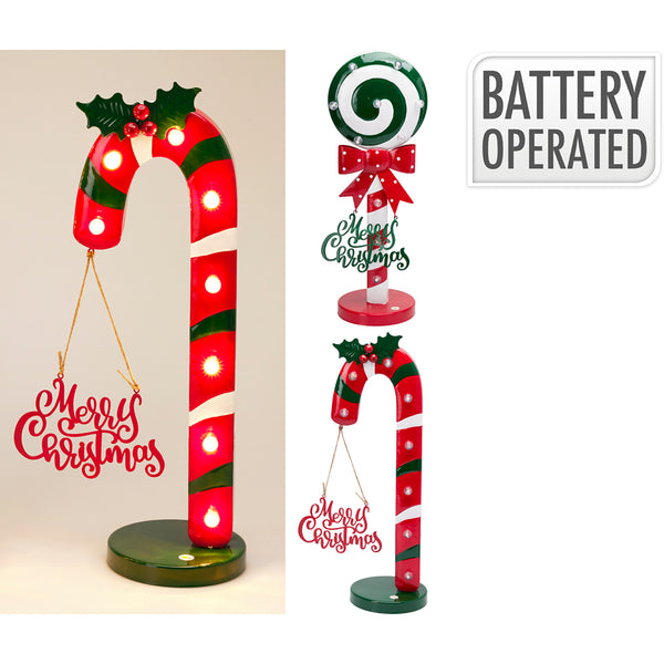 Christmas LED Candy Cane Decoration | Battery Operated, 47 cm