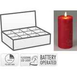 Red LED Candle with Timer | 7x15cm Battery Operated Pillar