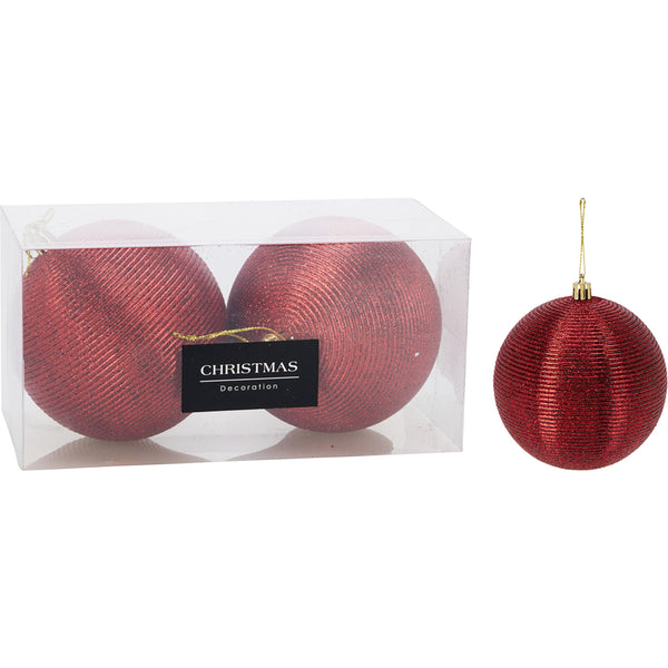 Christmas Glitter Spiral Ribbed Baubles | 10cm, Pack of 2, Assorted Colours