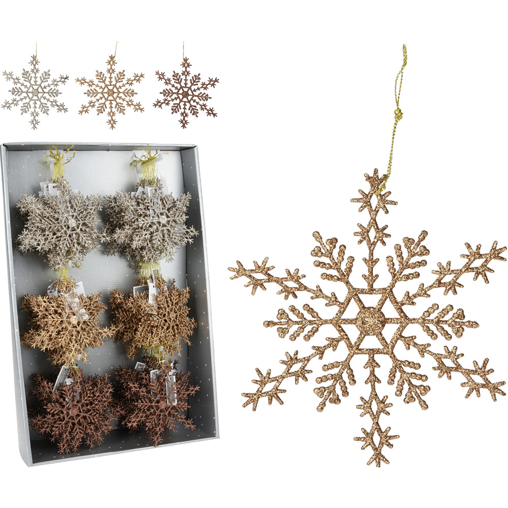 Christmas Snowflake Hanging Decoration | Glitter Finish, 15 cm, Assorted Designs