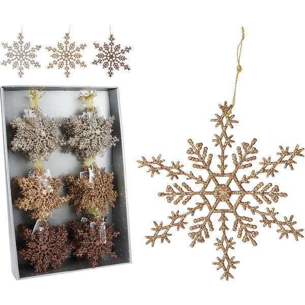 Christmas Snowflake Hanging Decoration | Glitter Finish, 15 cm, Assorted Designs