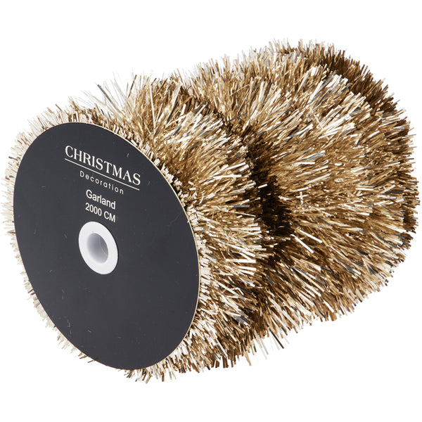 Christmas Champagne Tinsel Garland | 20 m, High-Shine Metallic Finish