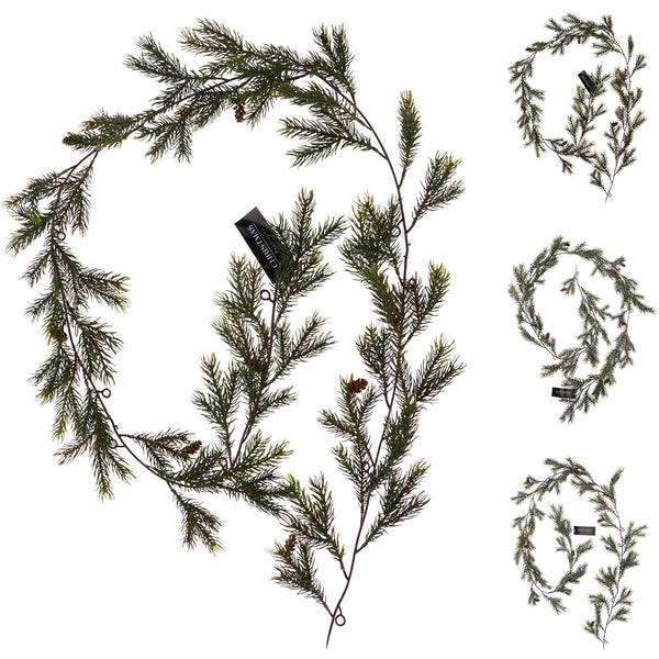 Christmas Realistic Pine Garland with Pinecones | 180 cm, Assorted Designs