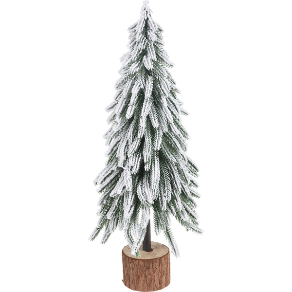 Christmas Slim Pencil Christmas Tree with Snow | 50cm Height, Log-Style Base