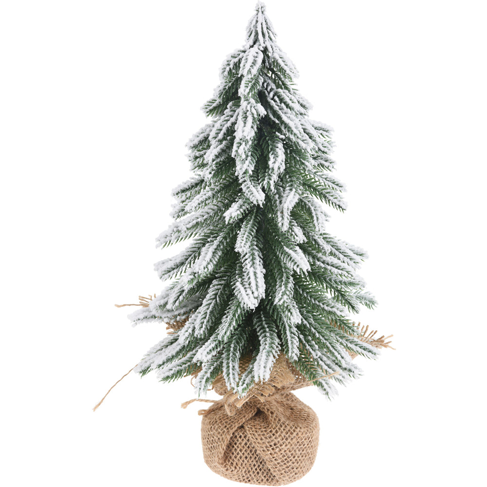 Christmas Snow-Flocked Tabletop Tree | 31 cm, Burlap-Wrapped Base
