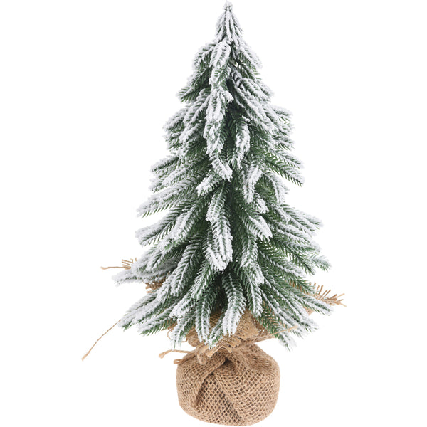 Christmas Snow-Flocked Tabletop Tree | 31 cm, Burlap-Wrapped Base