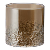 Smoked Amber Crinkle Glass Tealight Holder | Textured Finish, 10cm