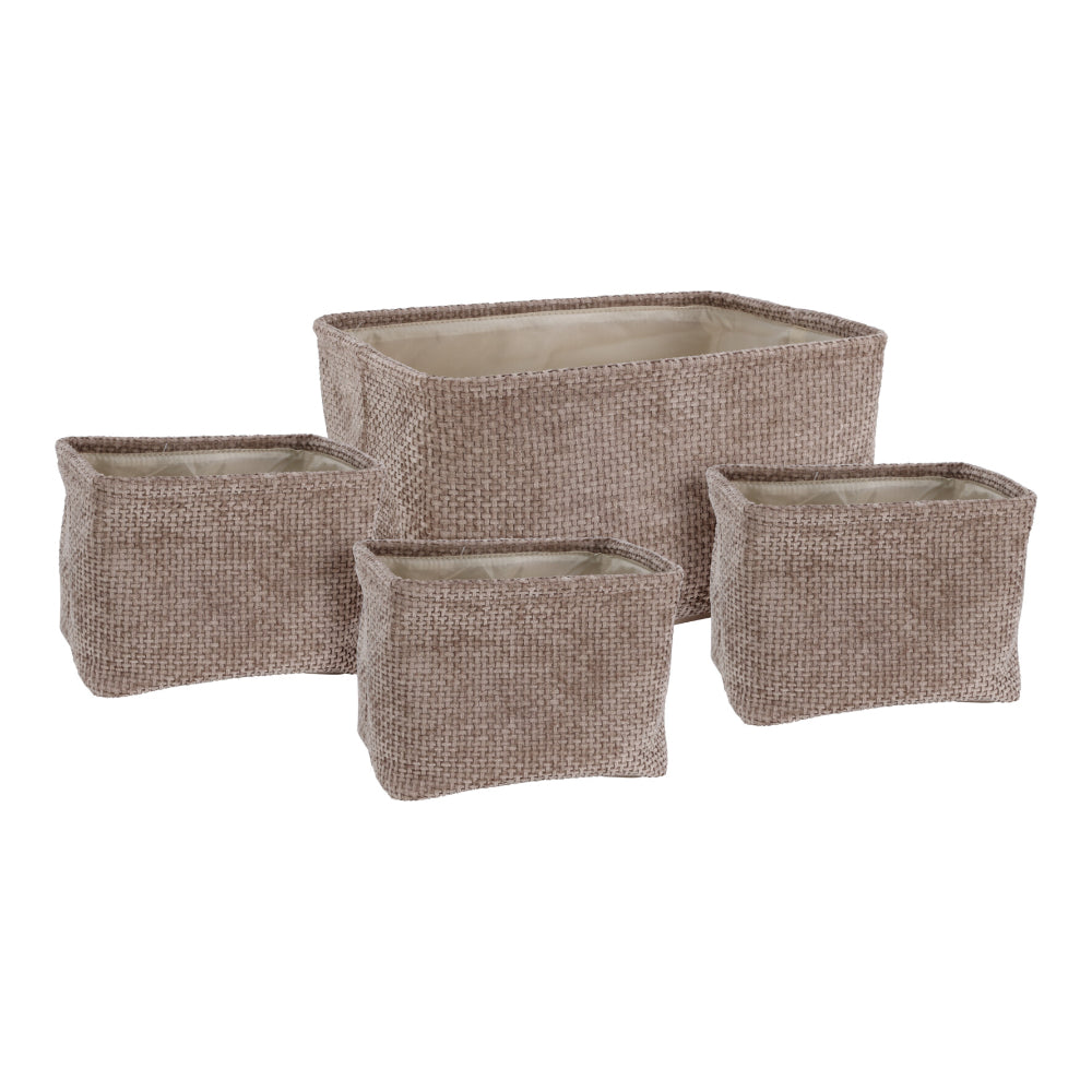 Grey Woven Rectangular Storage Basket Set | Set of 4, Assorted Sizes