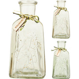Winter Glass Vase 19cm | Embossed Design with Twine Detail